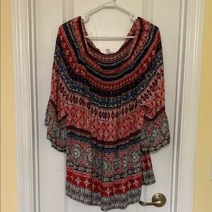 beachlunchlounge Black and Red Dolman Sleeve Tunic